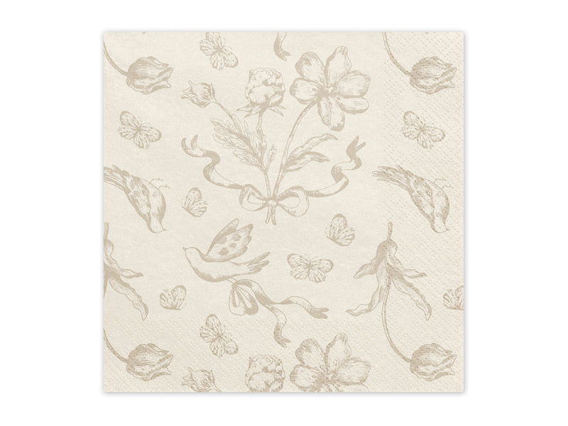 Servetten - Bloemen beige 12st.