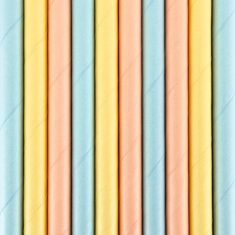 Papieren rietjes - Mix pastelkleuren 10st.