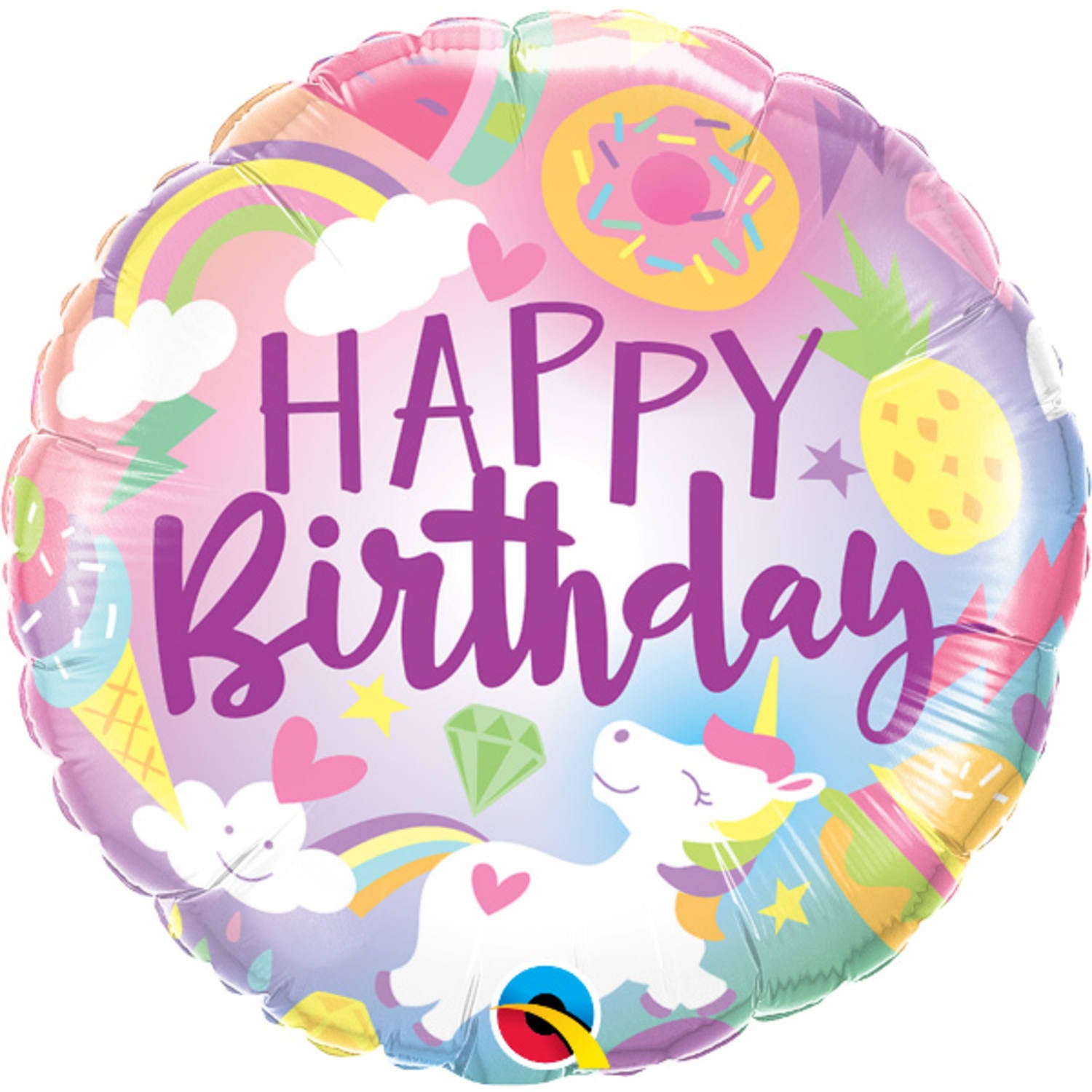 Folie ballon - Happy Birthday Eenhoorn
