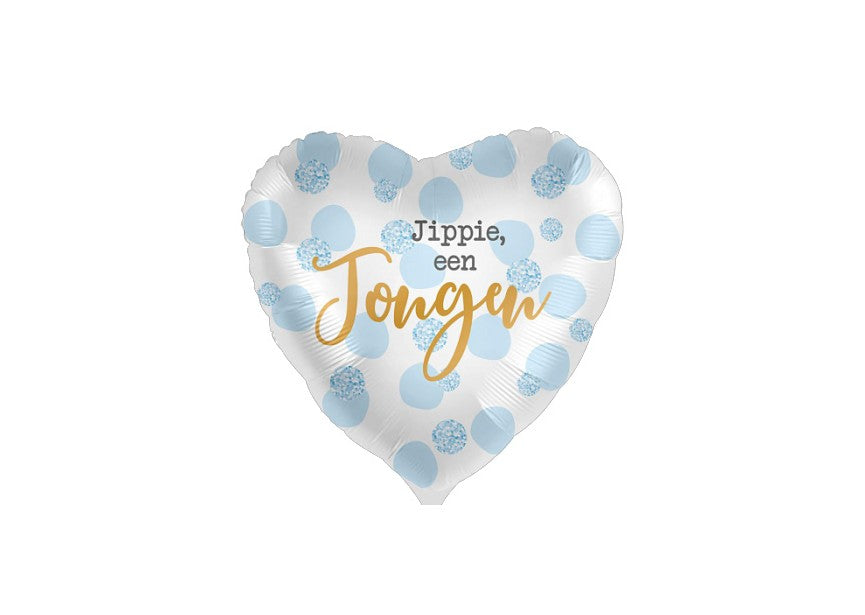 Folie ballon - hartvormig Jippie Een Jongen